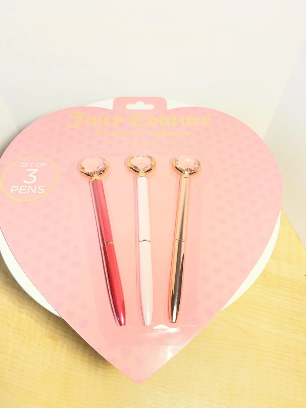 Juicy Couture Set of 3 Pens Rhinestone Heart Top - NWT **